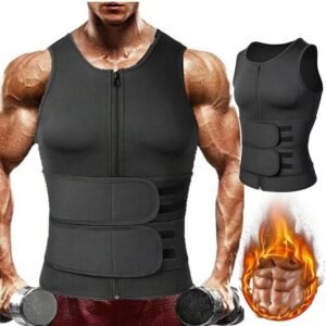 Men Neoprene Sauna Vest Sweat Body Shaper Zipper Vest