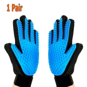 Pet Hair Gloves Brush Remover 1 Pair Dog Cat Comb Fur Mitt Massage Grooming Bath